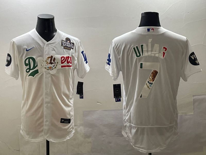 Men Los Angeles Dodgers 7 Urias White Mexico Elite 2025 Nike MLB Jersey style 3
